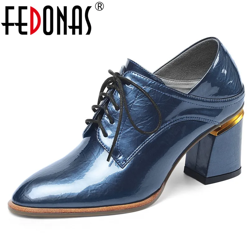 FEDONAS/Новинка; Женская обувь из натуральной кожи на высоком каблуке для вечеринки и свадьбы; Женские пикантные туфли-лодочки на квадратном ка...