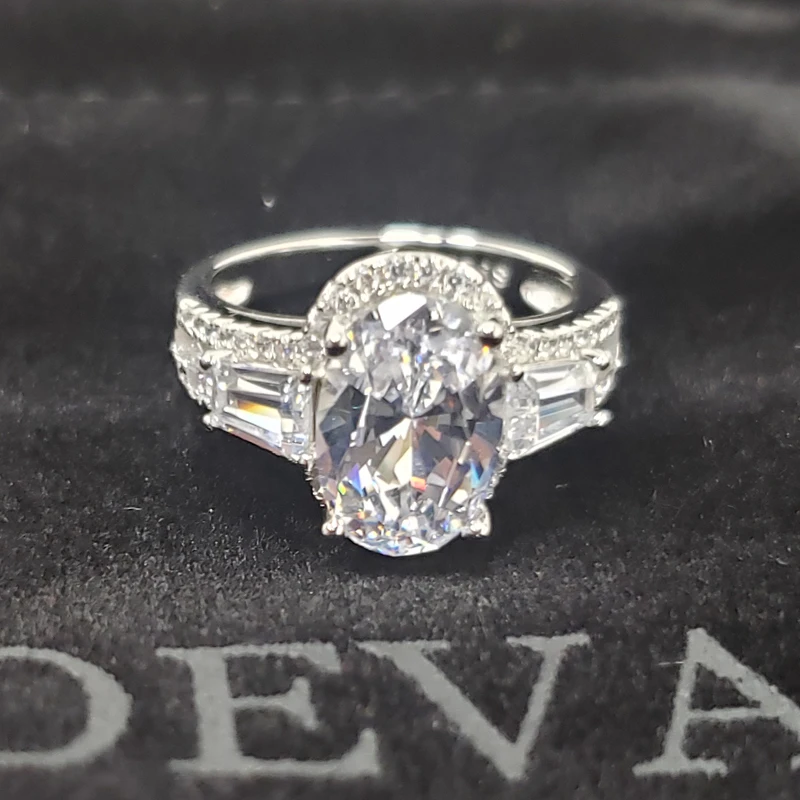 

OEVAS 100% 925 Sterling Silver Bridal Rings Sparkling 8*12mm Oval High Carbon Diamond Topaz Wedding Party Fine Jewelry For Women