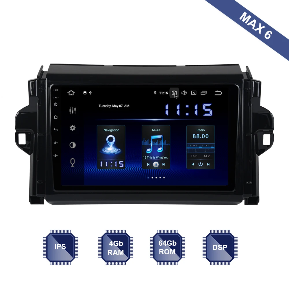 Android 9,0 автомобильный радиоприемник 2 Din gps Navi для Toyota Fortuner PX6 DSP ips HDMI 4 Гб+ 64 Гб RDS Wi-Fi USB BT Carplay DAB