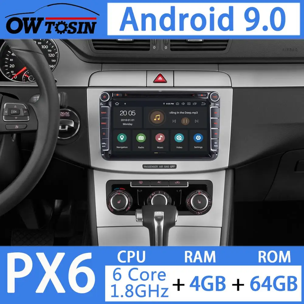 " PX6 4G ram+ 64G rom Android 9,0 автомобильный dvd-плеер для VW Caddy Sharan Amarok Scirocco polo V 6R Multivan T5 Bettle автомобильный радиоприемник