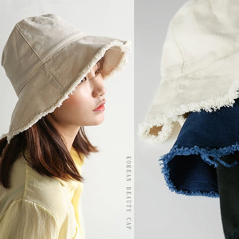 

YWSHK 2020 Solid Color Denim Cloth Straw Hat Men Women Fashion Femme Caps Summer Panama Sad Boys Fold Sun Fishing Fisherman Hat