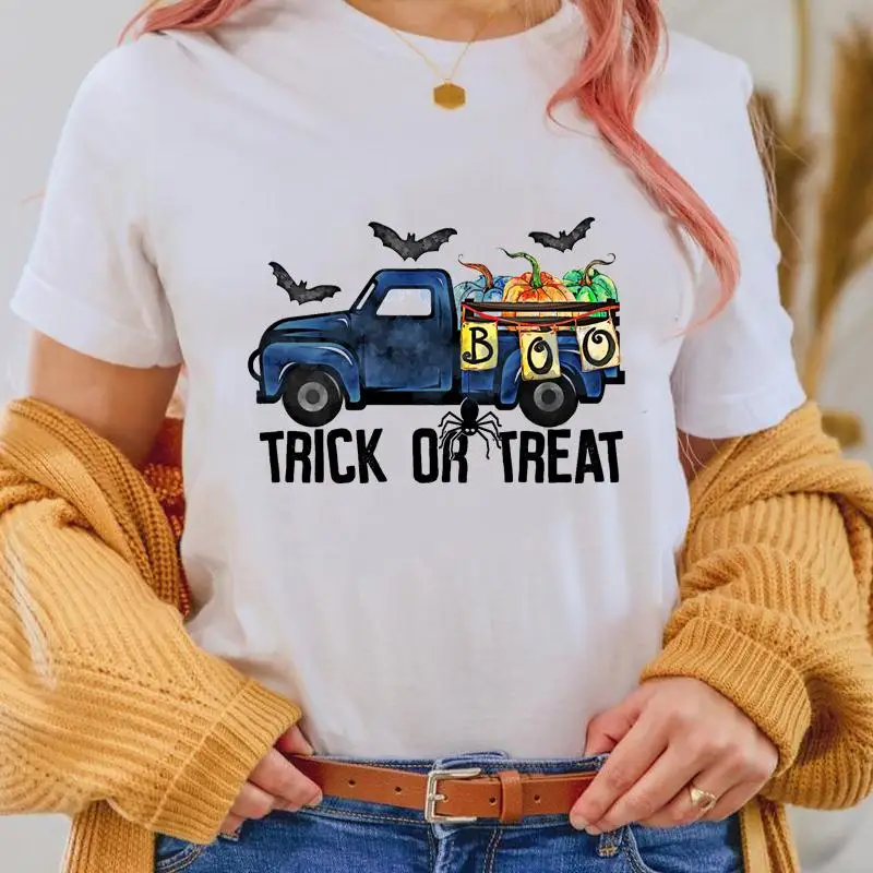 

Watercolor 2021 New Halloween Fall Autumn Thanksgiving Women T Top Print Female Tee Shirt Cartoon Fashion Graphic T-Shirts