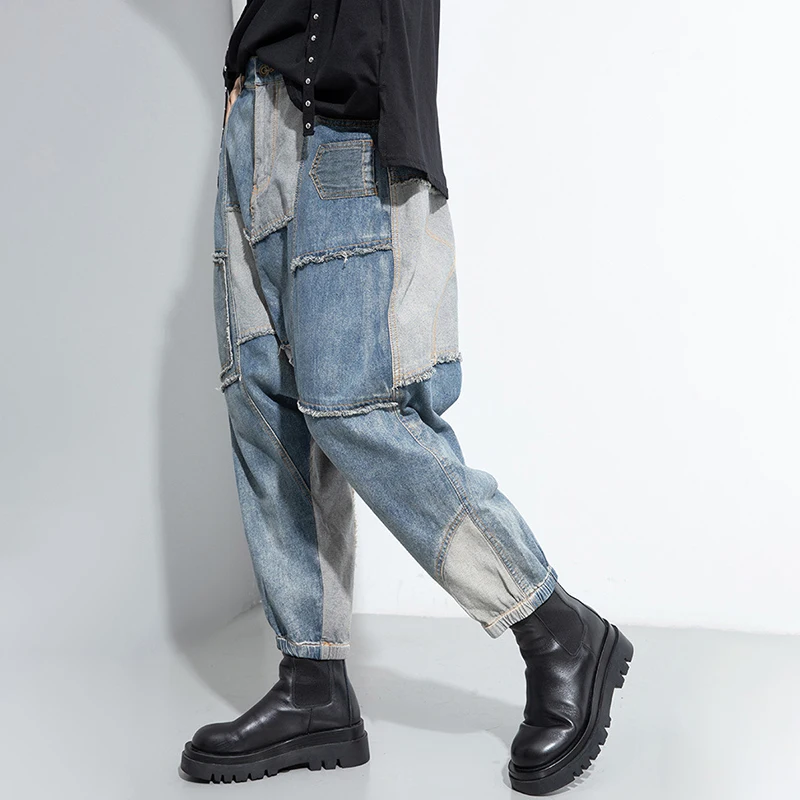 Винтажный дизайн женский весенний светильник синие блоки пэчворк эластичный