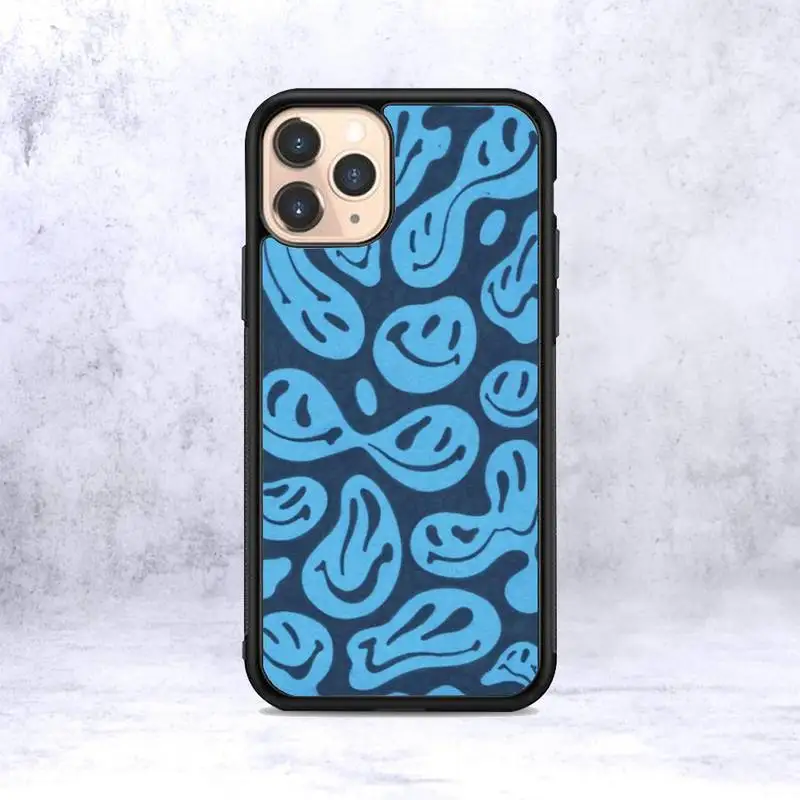 

Blue trippy smiley face Phone Case for iPhone 12 mini 11 pro XS Max X XR 6 7 8 plus SE20 High quality TPU silicon cover