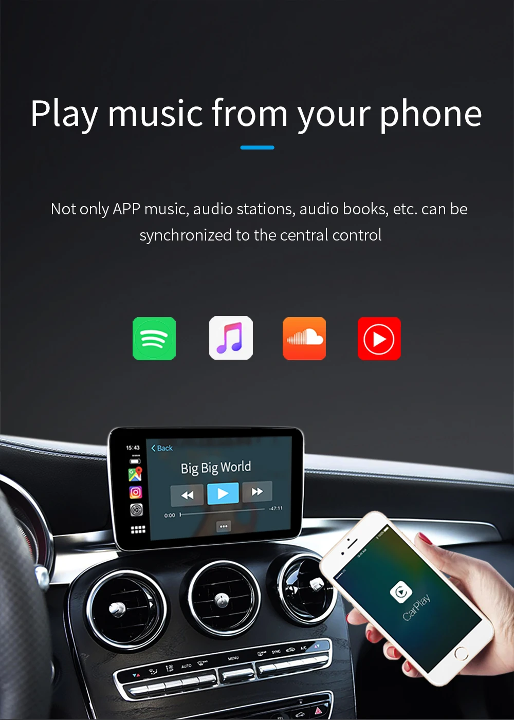 Carlinkit мультимедийный смарт-автомобиль модифицированный с Apple Carplay Android AutoBox для Mercedes NTG4.7- iOS AirPlay Для Benzs