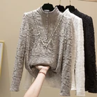 Блузка и рубашки флисовая женская, однотонная, с оборками, на пуговицах