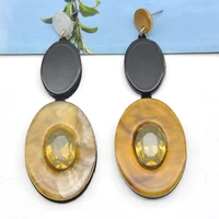 acrylic crystal leather material stud earrings for women handmade ear jewelry