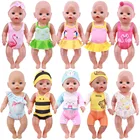 Кукла для новорожденных 43 см, одежда для плавания с фламинго, единорогом, лягушкой, подходит для кукол 18 дюймов, в американском и 43 см, игрушка для новорожденных