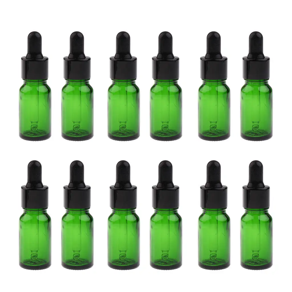 

12x Mini Empty Glass Dropper Bottles For Essential Oil Makeup 5ml 10ml 15ml