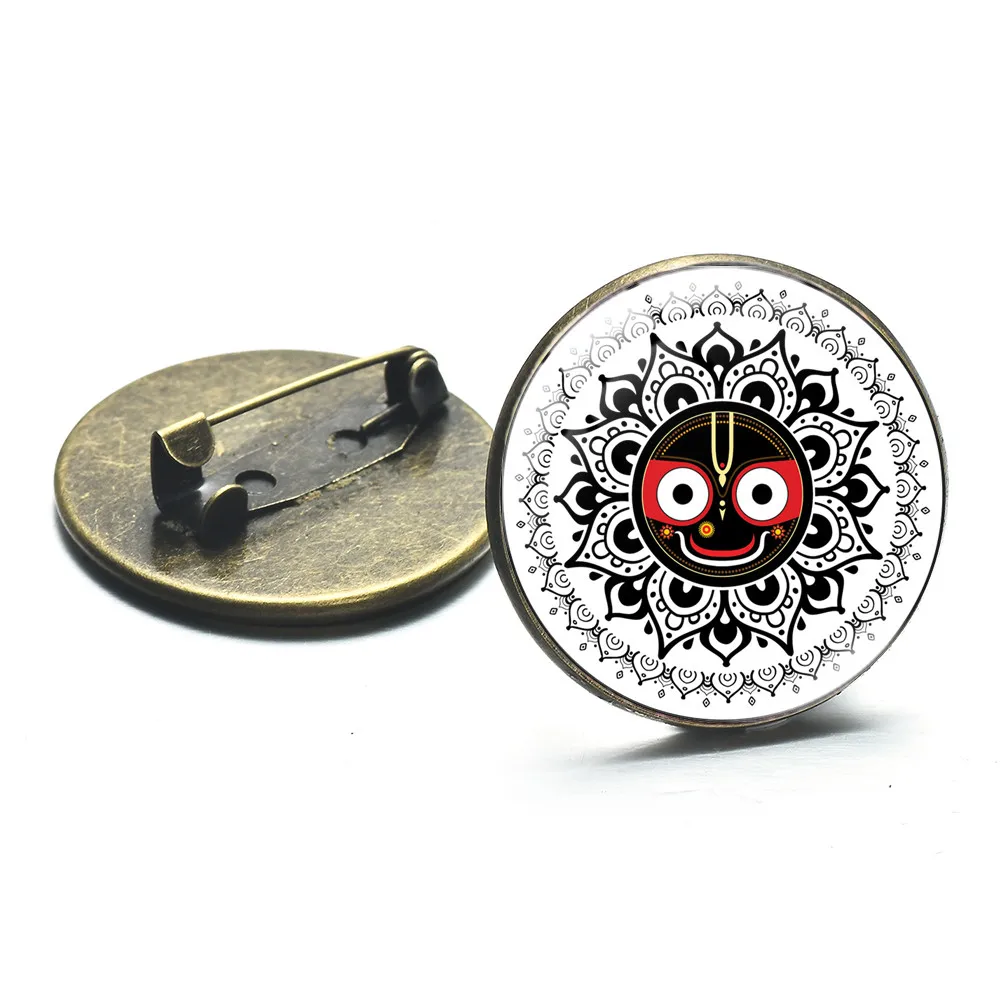 Индийский индуистский Бог Jagannath стеклянная брошь из кабошона булавка с