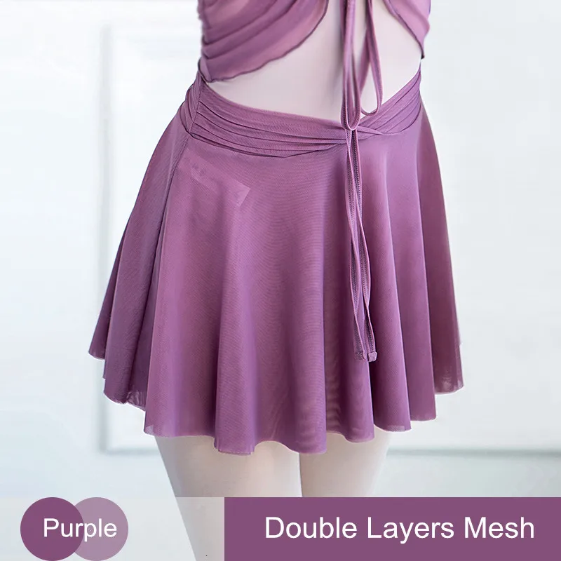 2 Layes Mesh Women's Pull-On Ballet Skirt Dance Chiffon for Women with V Waist Girl's Tutu | Тематическая одежда и