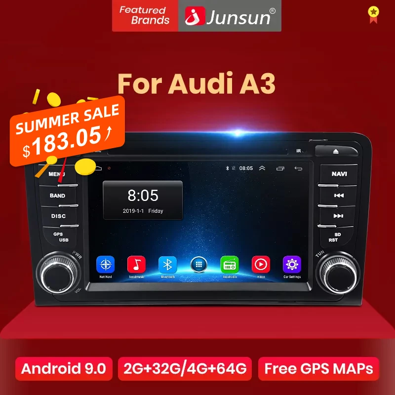 Junsun Android 10 0 DSP 2din автомобильный радио мультимедиа плеер для автомобиля Audi A3 8P/8P1 8V 3