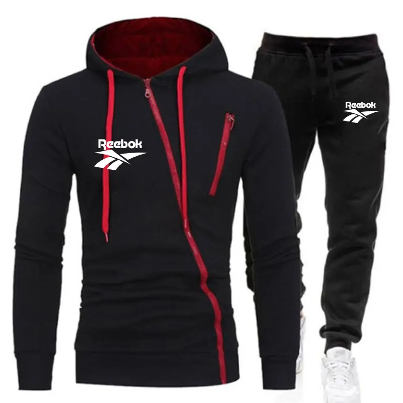 

2021Tracksuit Men Fashion Hoodies Men Suits Solid Sets Men Sweatshirts+Sweatpants Spring Autumn Fleece Hooded Pullover 2 Pieces