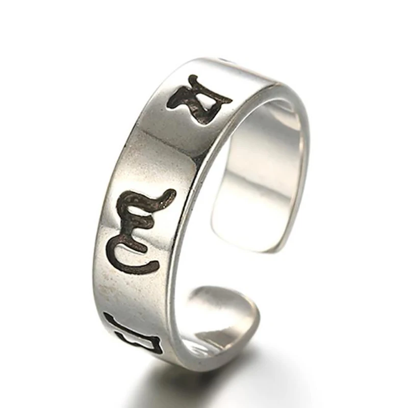 Тибетское вращающееся кольцо с благословением 925 Серебряные кольца для женщин