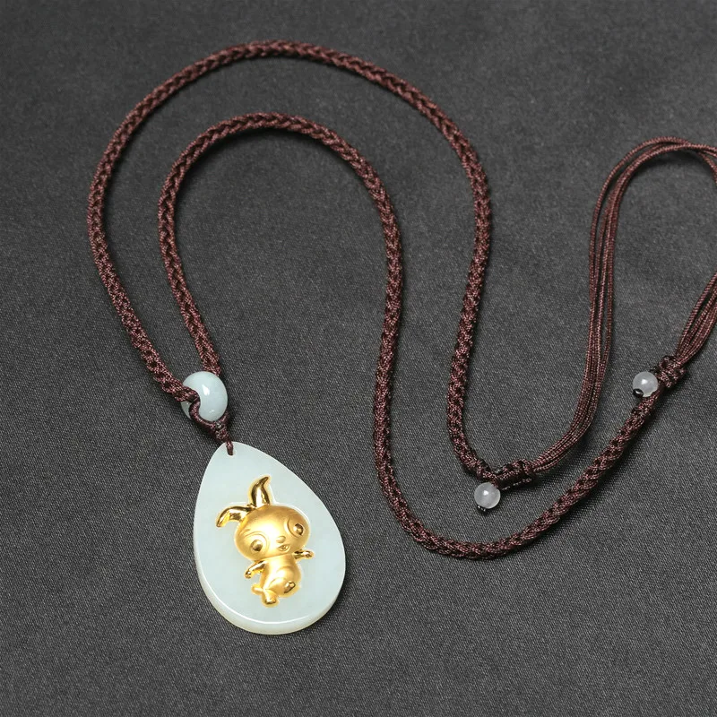 Натуральная китайская белая нефритовая подвеска Hetian кролик из знаков зодиака