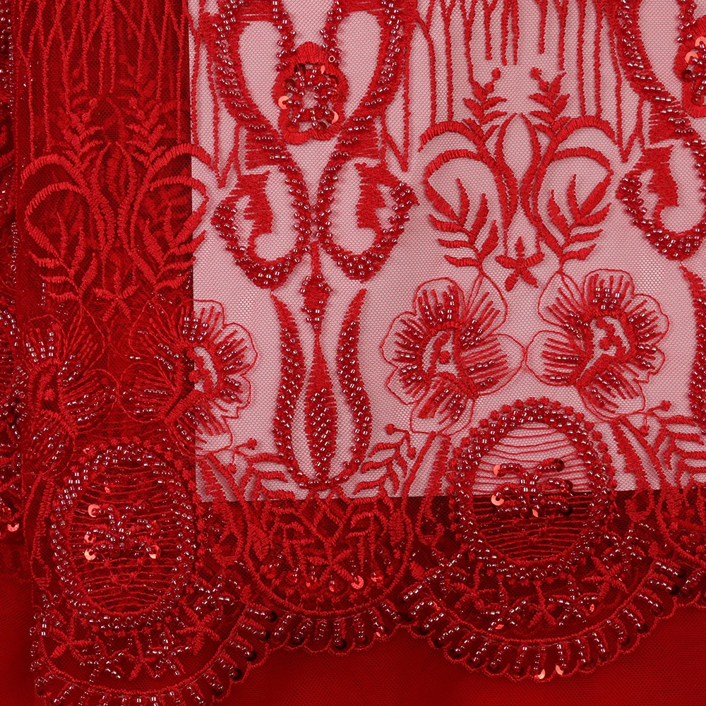 Royal Blue Beaded Lace Fabrics African French Tulle Mesh Fabric Luxury Heavy Handmade Beads Nigerian Net Lace KS3087B | Аксессуары для
