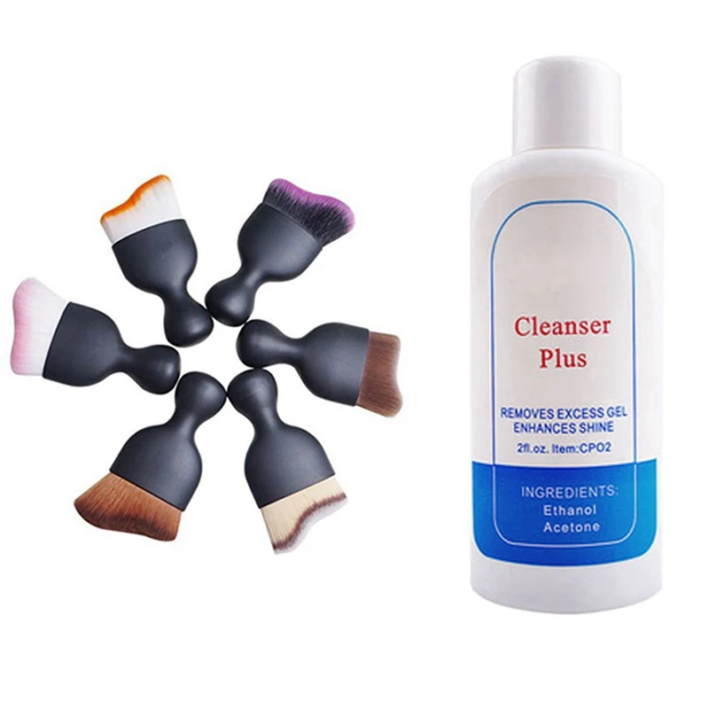 

1 Pcs Nail Art Equipment Nail Brush Tool & 1 Pcs Liquid Surface Sticky Layer Residue UV Gel Polish Excess Remover