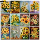 Полноформатнаякруглая Алмазная вышивка, Подсолнухи, 5D алмазная живопись, вышивка крестиком, мозаика, домашний декор, подарок