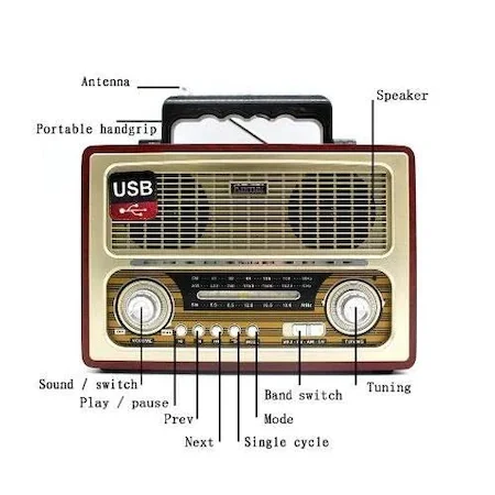 Kemai MD-1800BT ретро ностальгия радио Bluetooth FM USB SD серый 463370223 | Электроника