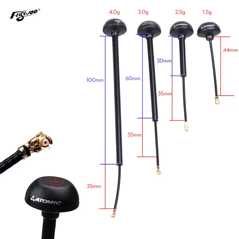 Flywoo ATOMIC 5 8 GHz 3dBi 30 мм/60 мм/95 мм/100 мм/130 мм (проводник LR) UFL/MMCX LHCP FPV антенна для цифровой