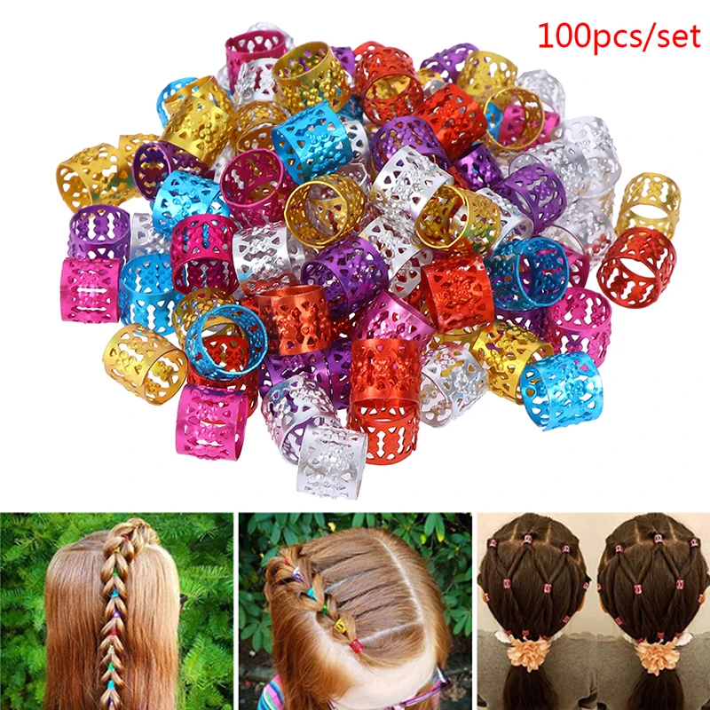 

100x DIY Dreadlock Beads Adjustable Hair Braid Rings Cuff Clips Wholesale Kids