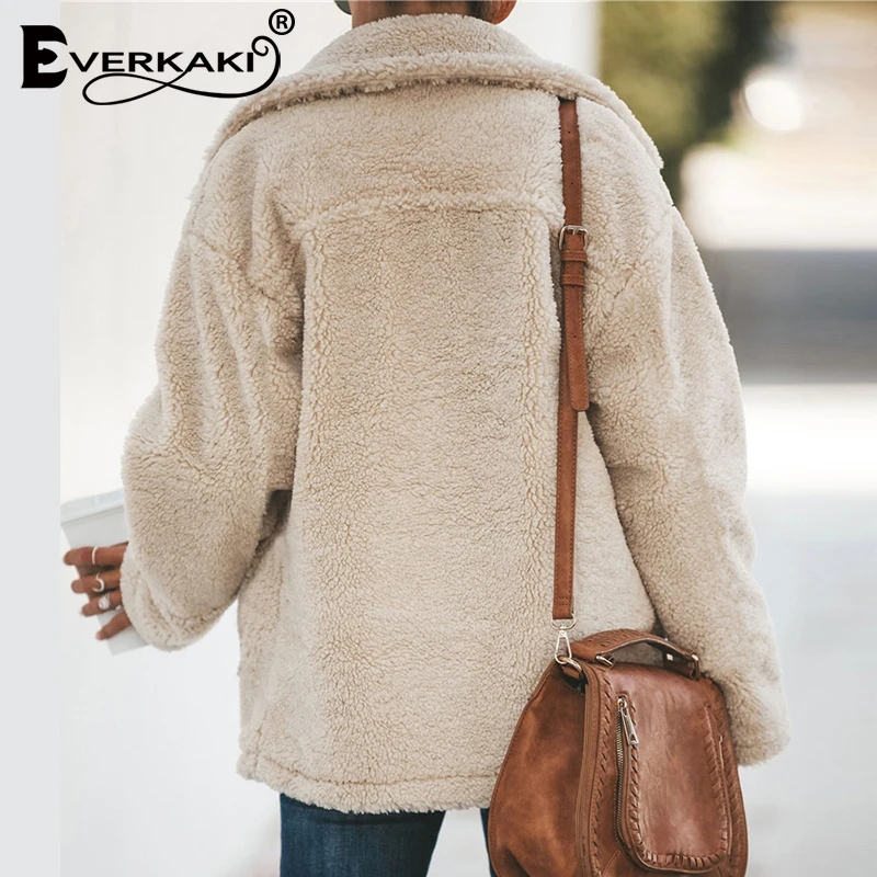 Everkaki Boho бархатное пальто куртки женские на молнии зимние толстые модные повседневные однотонные женские искусственная куртка на меху женские зима