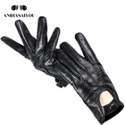 Модные мотоциклетные сенсорные перчатки, черные чувствительные перчатки с сенсорным экраном, женские перчатки из натуральной овчины-2004