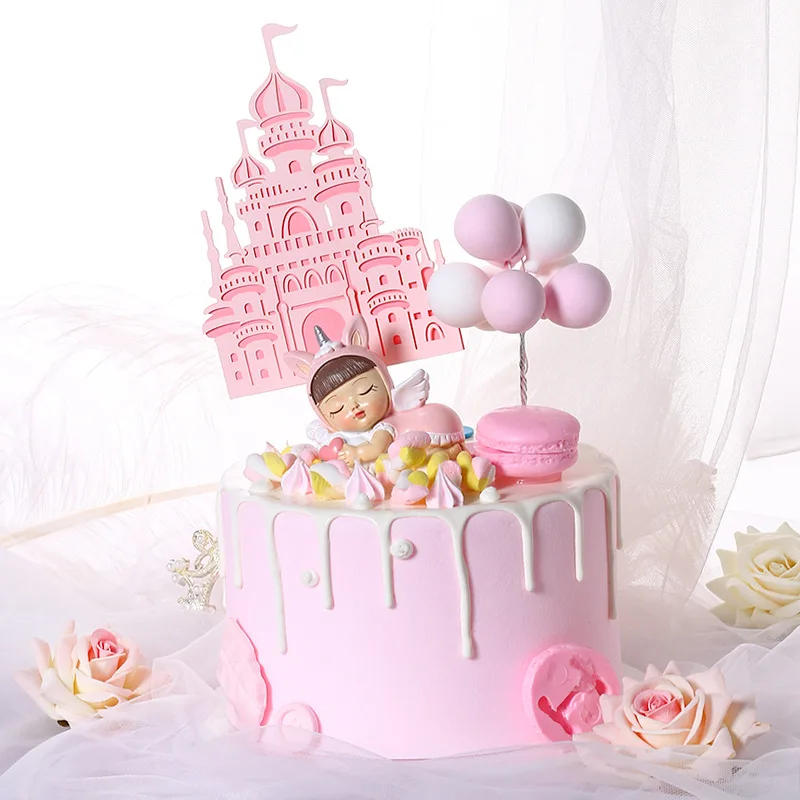 

Princess Castle Plugin Birthday Decor Topper for Cake Decorating Tools Happy Decoration Supplies Toppers Cakes the Event Party