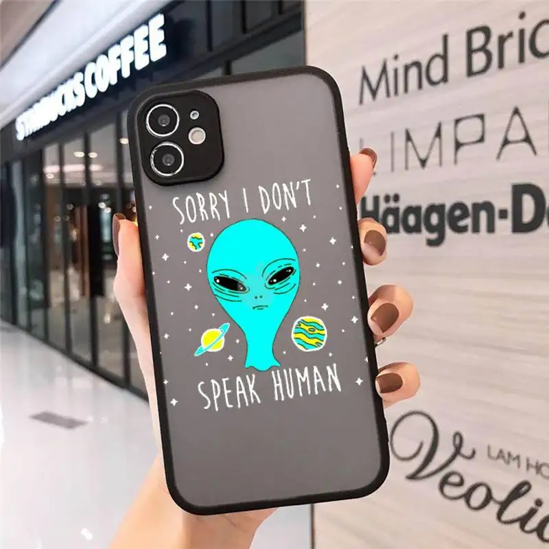 

Aesthetics Cartoon alien space Phone Cases matte transparent For iphone 7 8 11 12 plus mini x xs xr pro max cover