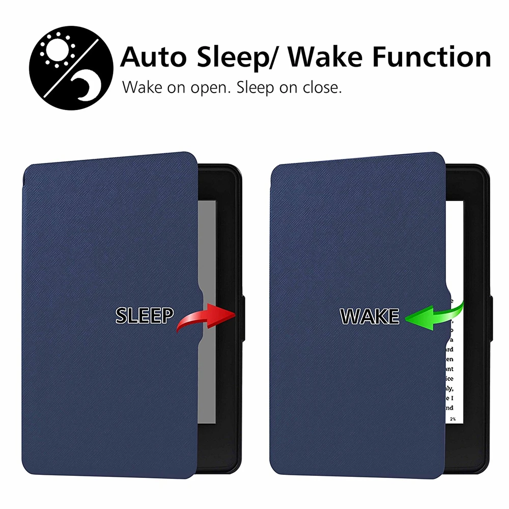 Чехол Slim Cover для электронной книги Amazon Kindle Paperwhite 1/2/3 из кожи, 6 дюймов, с пленкой и стилусом.