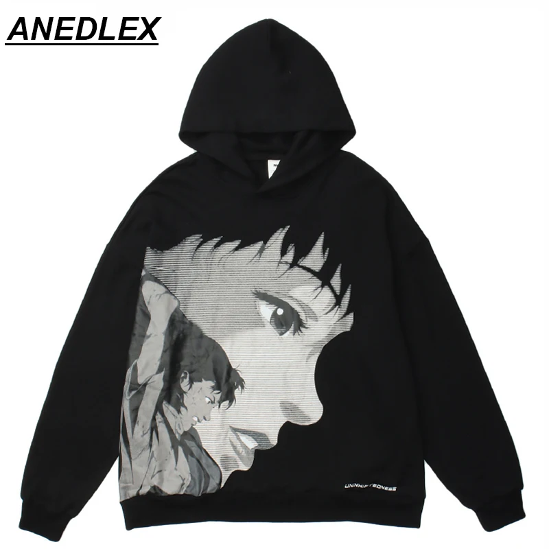 

Свитер мужской с капюшоном, уличная одежда, супердалянь, пуловер с аниме надписью в стиле хип-хоп, Повседневный свитер из чистого хлопка в ст...