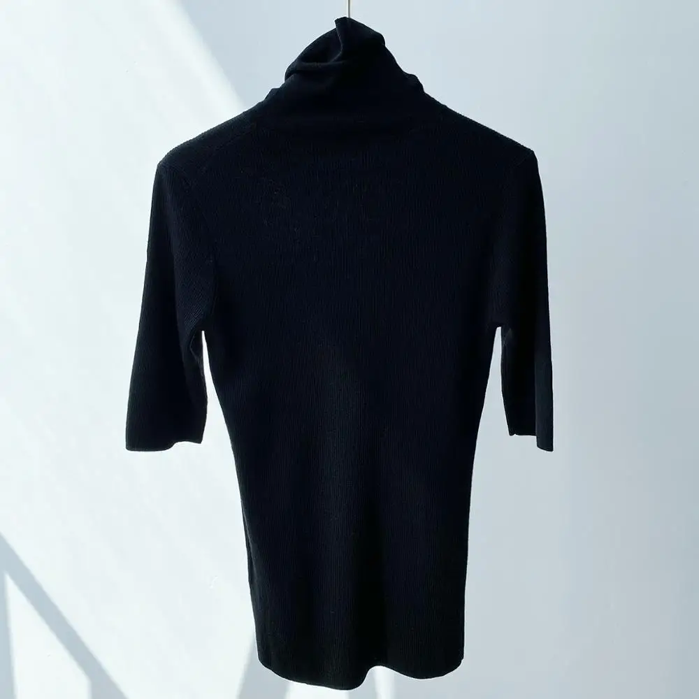 

Women Half Sleeve Sweaters Stretch Wool Turtleneck Solid Color Autumn Winter New Ladies Knit Bottoming Top Fashion