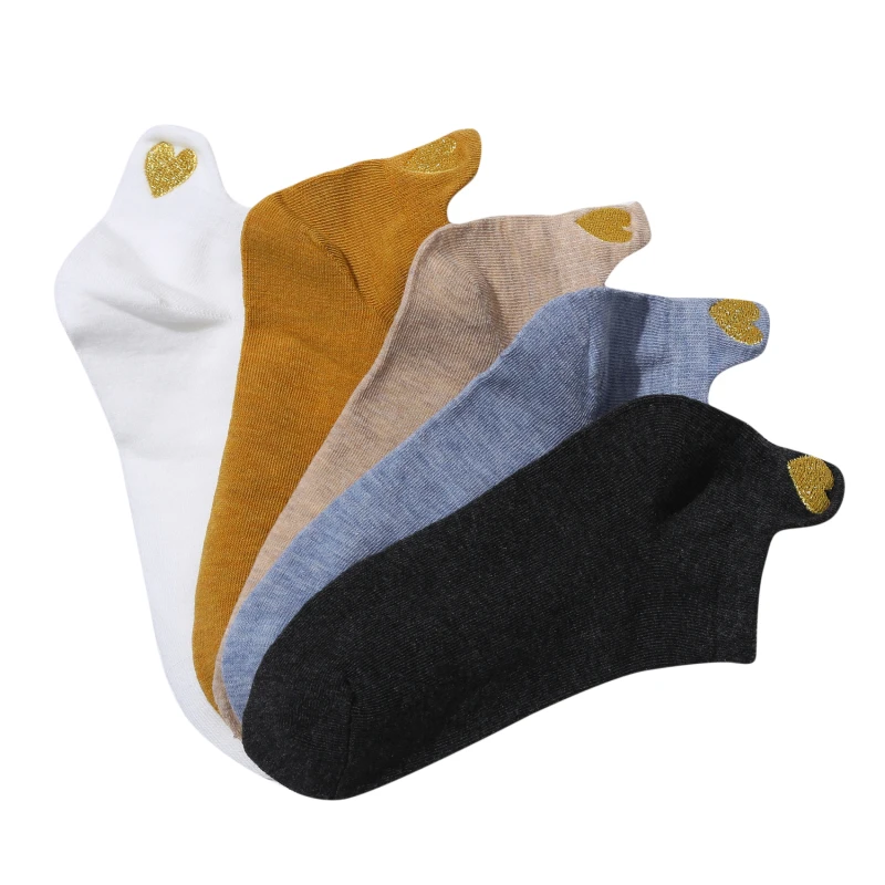 

Woman Fashion Socks 2021 New Spring 4 Pairs Ankle Girls Cotton Color Novelty Female Autumn Cute Heart Casual Funny Sock