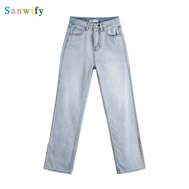 

New 2020 Women Summer Denim Pant Casual Trousers High Waist Streetwear Wide Leg Long Pants
