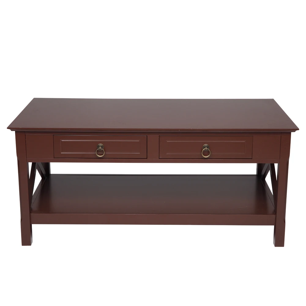 

FCH Simple Two-Pull Solid Wood Coffee Table With Two Sides Crossed-Brown