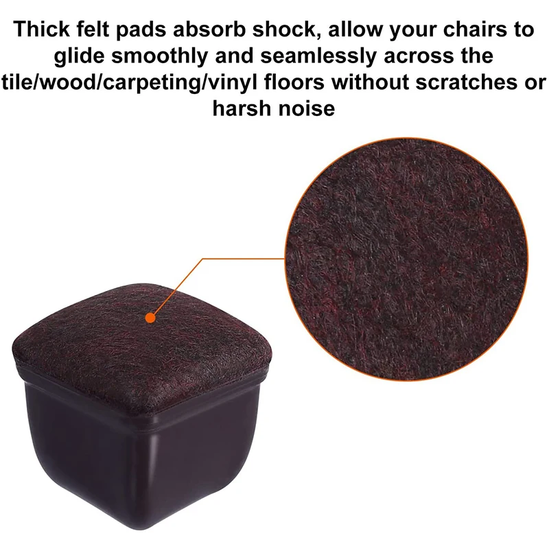 Transparent Table Chair Leg Protectors Caps Round Square for Furniture Foot Legs Cover Floor Protector with Wrapped Felt Bottom