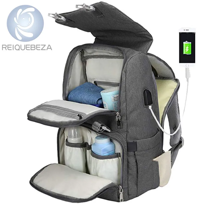 Сумка для подгузников мам и пап водонепроницаемый рюкзак мамы папы с USB разъемом