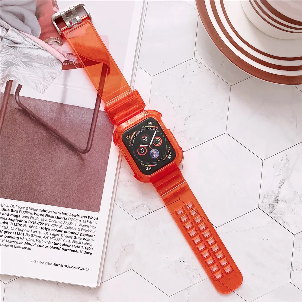

Sport Strap for Apple Watch Band Series 6 1 2 3 4 5 silicone Transparent for Iwatch 5 4 Strap 38mm 40mm 42mm 44mm wirst Newest