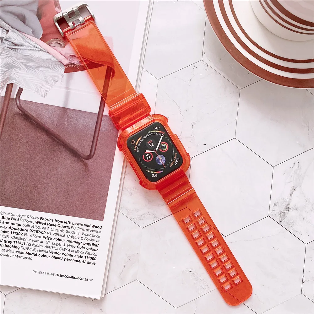 Ремешок спортивный прозрачный для Apple Watch Band Series 6 1 2 3 4 5 силиконовый браслет iWatch 38