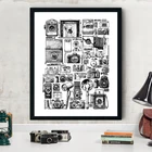 Винтажная Коллекция камер, иллюстрации, плакаты и принты, черно-белая Картина на холсте, настенные картины, Декор, подарки фотографам