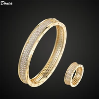 donia jewelry women size full cubic zircon bracelets bangles ring gold color copper wedding bangle bracelet ring bijoux sets