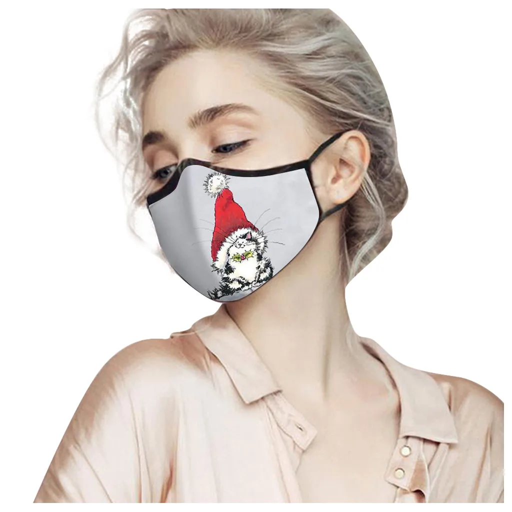 Взрослая стильная маска для лица с принтом на Рождество многоразовая дышащая