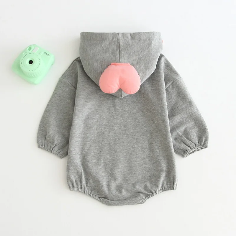 Body de oto&ntilde;o para beb&eacute;s y ni&ntilde;os, mono grueso con bolsillo y coraz&oacute;n de amor en 3D, blanco y gris, ropa dulce para reci&eacute;n nacidos, E9333, novedad de 2021-4