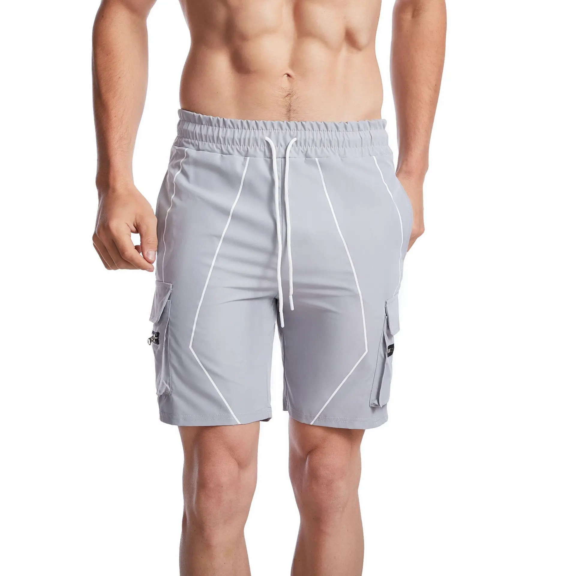 

2021 Summer New Men's Cotton Cargo Pants Gyms Fitness Sports Work Out Leisure Multi-Pocket Shorts