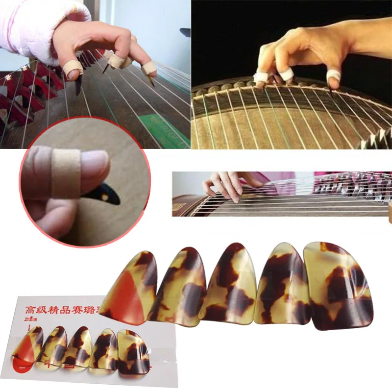 5 шт./компл. guzheng палец выбирает большой Tortoiseshell цвет ку Чжэн ногтей Withe | Спорт и