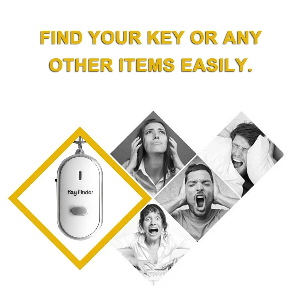 LED Whistle Key Finder Flashing Beeping Sound Control Alarm Anti-Lost Keyfinder Locator Tracker with Keyring 4 Colors For Choice |