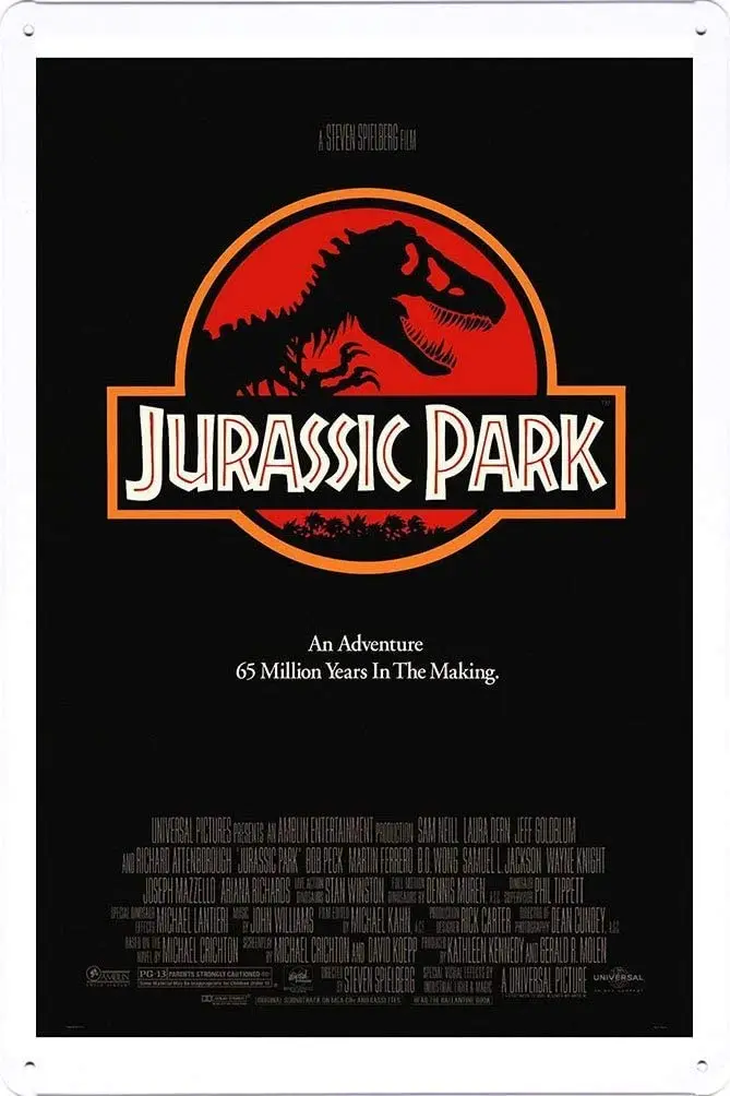 

Jurassic Park Plate Movie Theater Retro Metal Tin Sign Plaque Poster Wall Decor Art Shabby Chic Gift