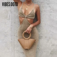 vibesootd spaghetti strap sexy backless maxi dress summer holiday womens dresses party club elegant hollow out dress sundress