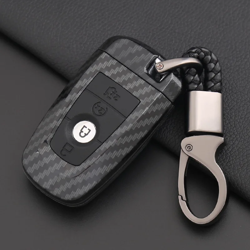 4button carbon black Углеродное волокно, АБС-пластик, автомобильный корпус умного ключа Крышка для Ford Fusion Mustang Explorer F-150 F-250 F-350 футляр для дистанционного ключа - Название цвета: 4button carbon black