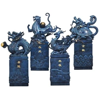 pure copper spirit beast ornaments blue dragon white tiger and suzaku basalt four directions great beasts home decor